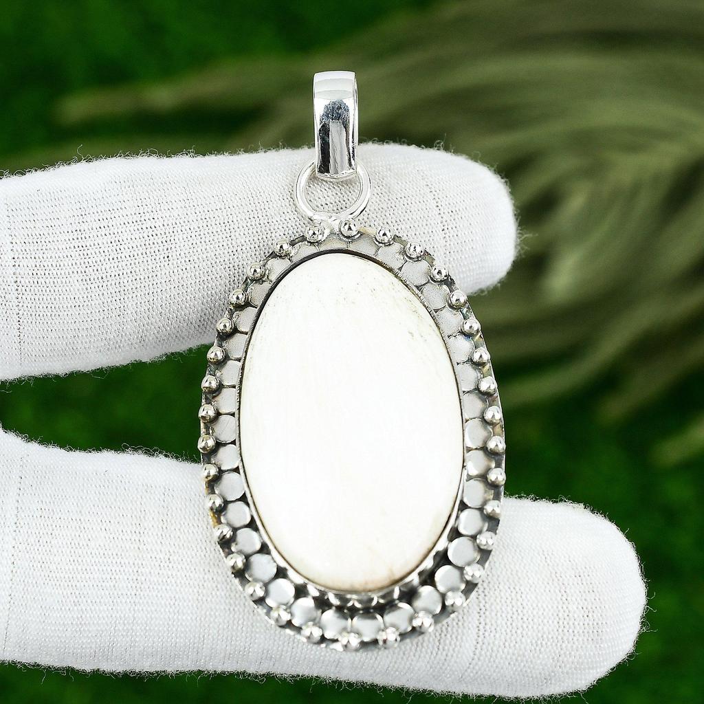 Gift For Women Jewelry Pendant 925 Sterling Silver Natural Scolecite Gemstone