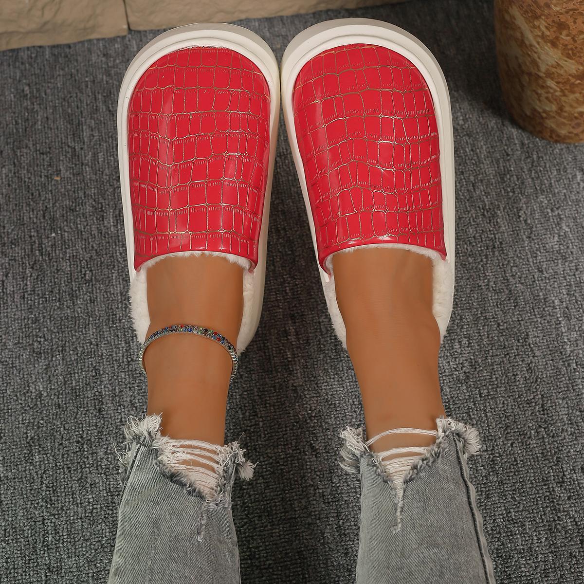 

Мода 2024 Тапочки Женская обувь Женские сапоги Осенние с круглым носком Однотонные короткие туфли на толстой подошве Модные сапоги 40 красный