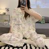 Women'S Pajamas Summer Cardigan Sweet And Gentle Tulip Short-Sleeved Trousers Loose Large-Size Loungewear Can Be Worn Outside