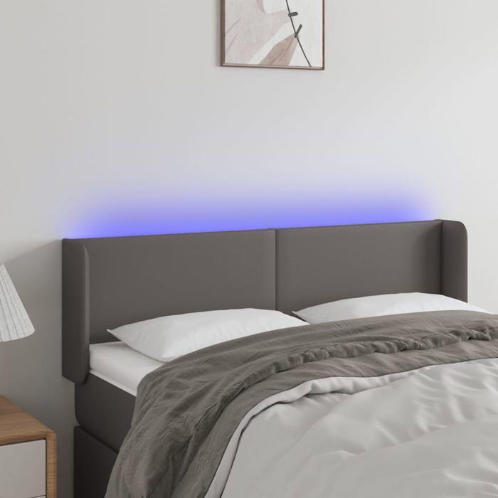 VidaXL Tête de Lit à LED Meuble de Chambre à Coucher Accessoire de Lit Double Tête de Cadre de Lit Intérieur Gris 3123050