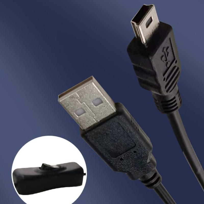 USB Charging Data Switches Cable, USB To Mini USB Charge Cable with ON/Off Switches for Hard Drive Camera Tablet Phone