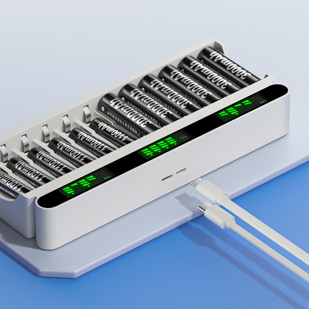 PALO 1.2V AA &AAA Ni-MH Dobíjecí Baterie Baterie 3000mAh &1100mAh 2A 3A Baterie +12 Slotů LCD USB 1.2V AA AAA NIMH NI-CD Nabíječka Baterií