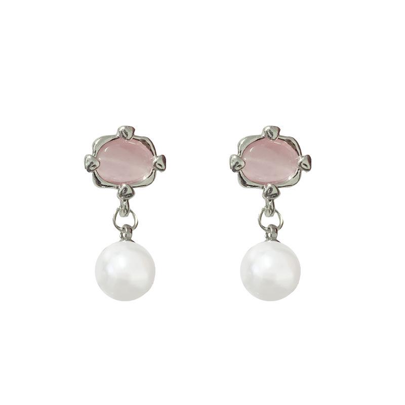 High-End S925 Sterling Silver Square Stud Earrings with Pearls: Versatile Fresh Design for Women