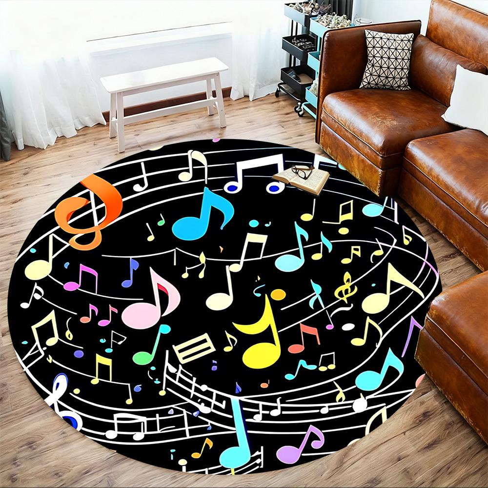 1pc music notes Round Chair mat Area Rug - Non-Slip, Floor Mat for Office, Bedroom, and Indoor Decor c1125628