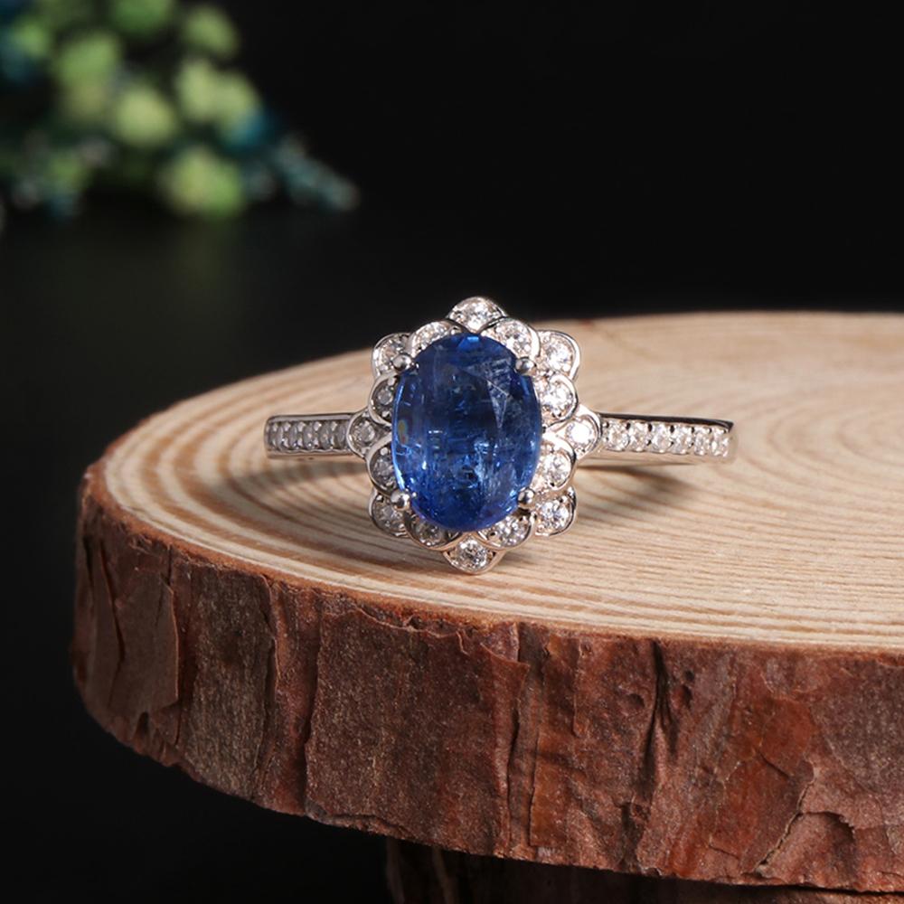 Set inel cercei colier Kianit natural albastru profund frumos de lux Elegant prețios cadouri de nuntă și banchet pentru femei argint 925