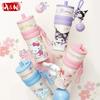 X&W Sanrio Cartoon Thermos Straw Cups 316 Stainless Steel Vacuum Flask Tumbler Portable Cute Kuromi Insulated Car Coffee Cups
