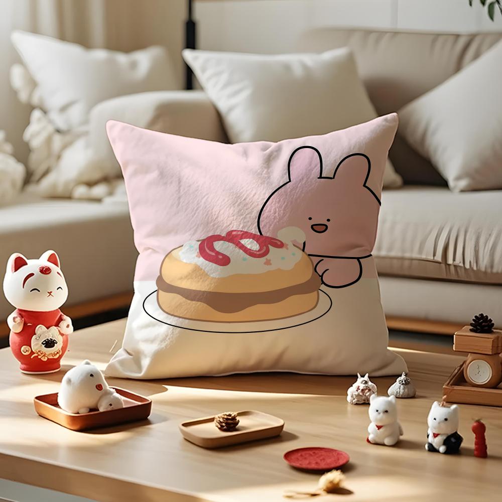 Asamimichaan Asleep Cute Asamimi Cushion Cover Silky Short Plush With Invisible Zipper Dustproof Sofa Pillow Case For Home Decor