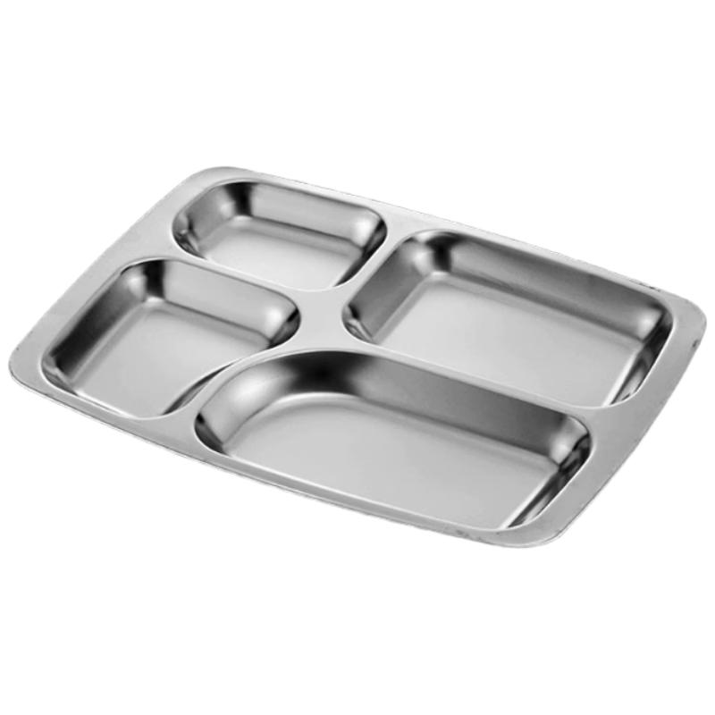 LIJIA KITCHENWARE 304 Stainless Steel 4-Compartment Canteen Tray