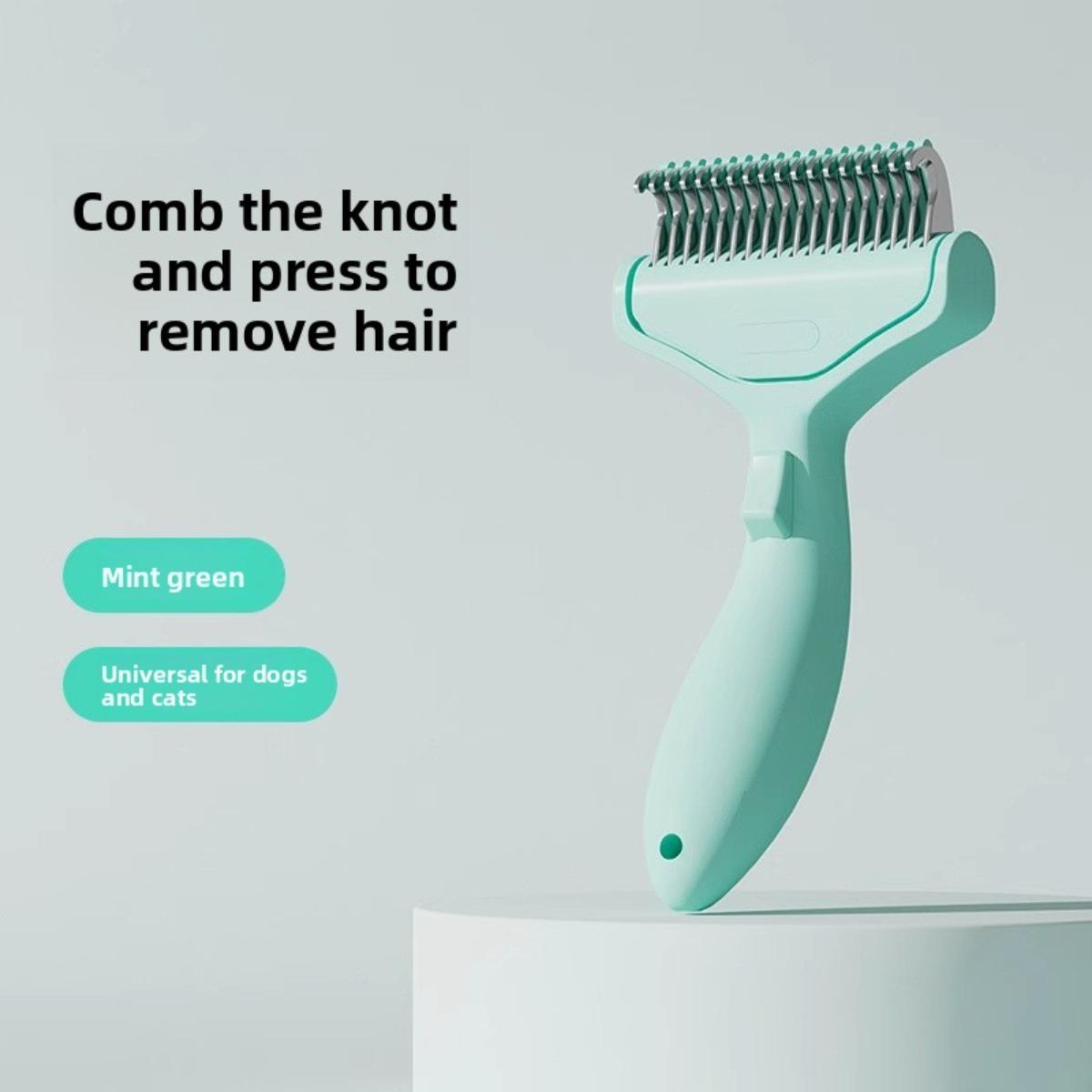 

Расческа с узлами для питомцев, Расческа для кошек для удаления шерсти, Инструмент для прореживания шерсти собак, Щетка для чистки кошачьей шерсти из нержавеющей стали pet comb зелёный