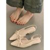 French Evening Breeze Gentle Folds Pointed Toe Bag Head Sandals Women's Spring and Summer Outer Wear Empty Flat Heel