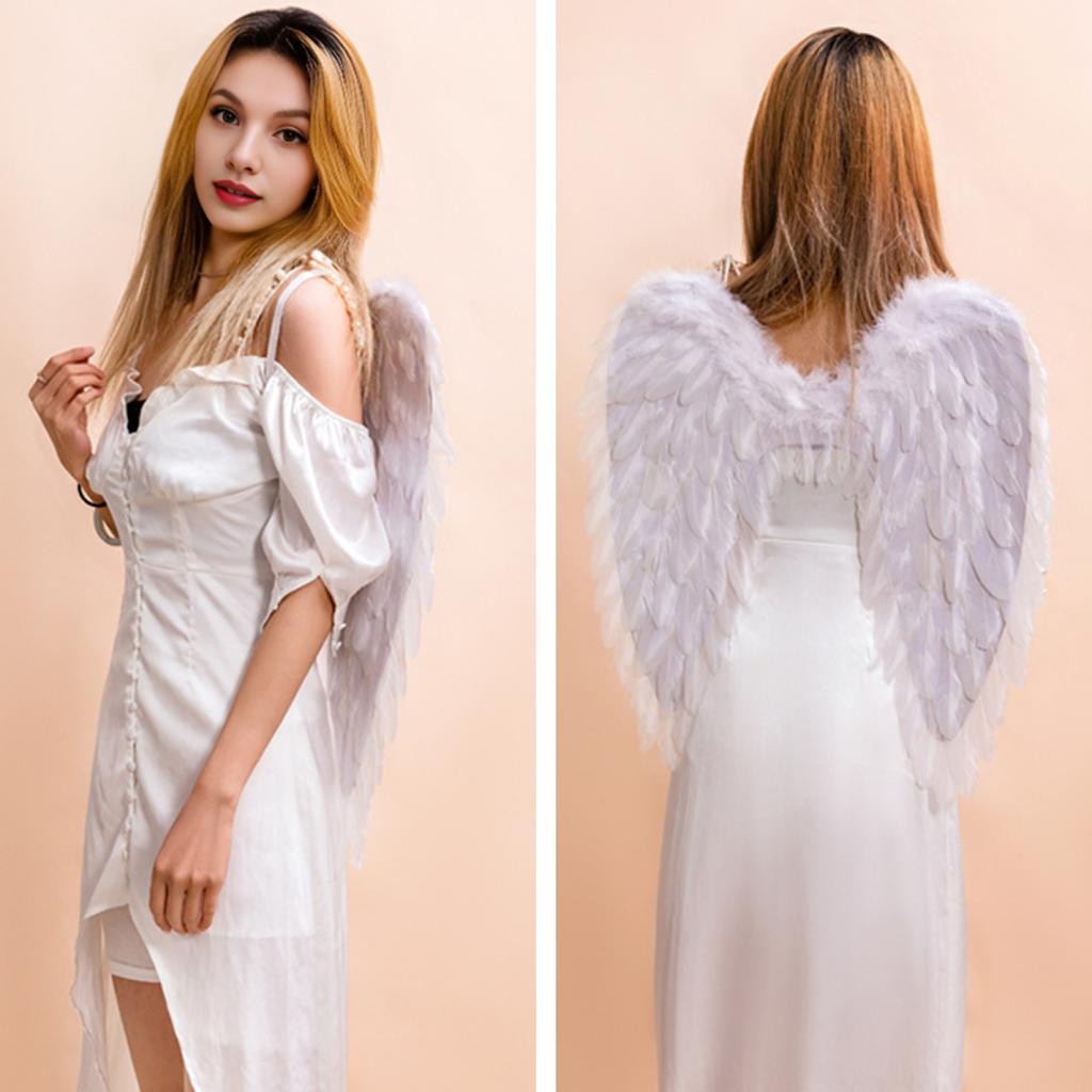 Women's Feathered Angel Wings Halloween Fairy Cosplay Wings Costume Carnival Stage Show Accessory for Adult Children
