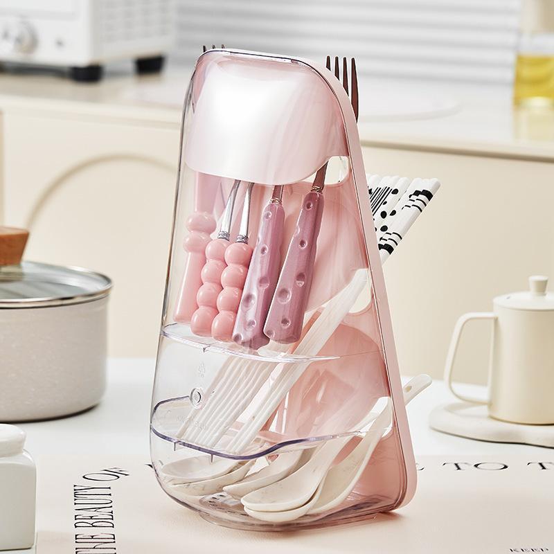Multi-Layer Transparent Desktop Organizer: Dustproof, Vertical Storage for Stationery and Chopsticks