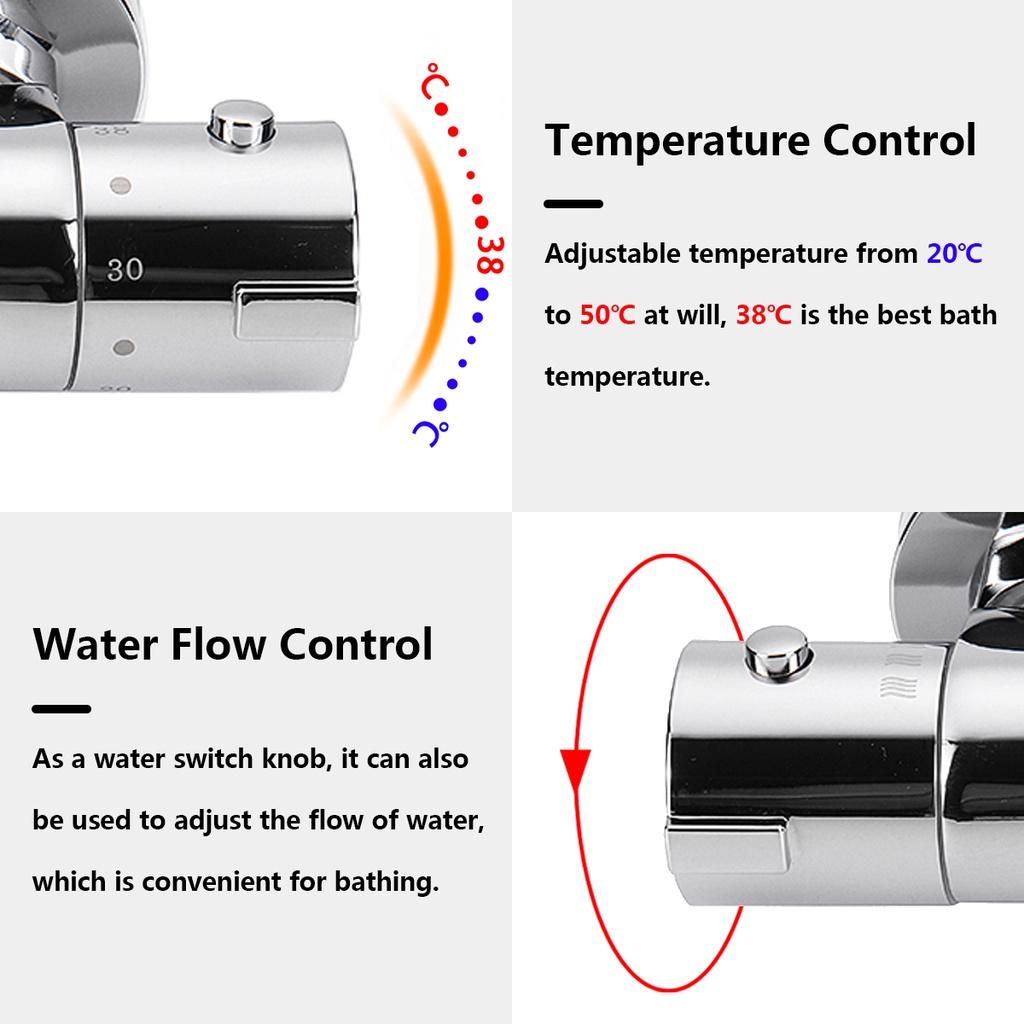 Hot/Cold Mounted Brass Chrome Thermostatic Shower Faucet Bathroom Wall Mixer Value Dual Handle Bathtub Shower Faucet