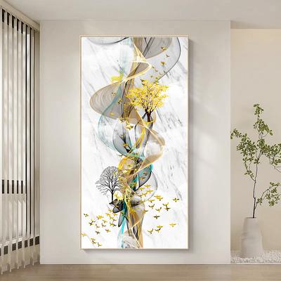 Stampe poster su tela con albero di cervo dorato in stile nordico, lussuosi dipinti moderni su tela per il tuo soggiorno, decorazioni per la casa