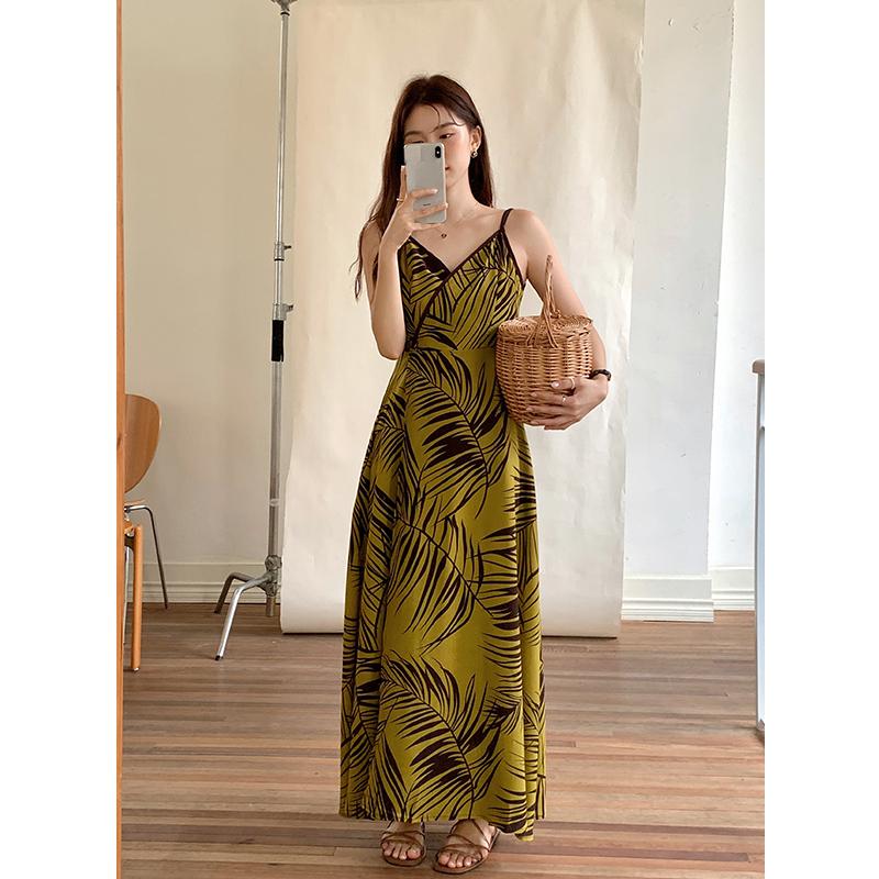 Vestido para mujer de verano casual largo suelto una línea de gasa