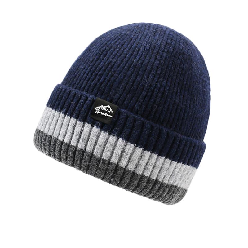 Winter Warm Wool Hat Knitted Pullover Hat Velvet Windproof Ear Protection Hat Thick Biker Hat for Men Women