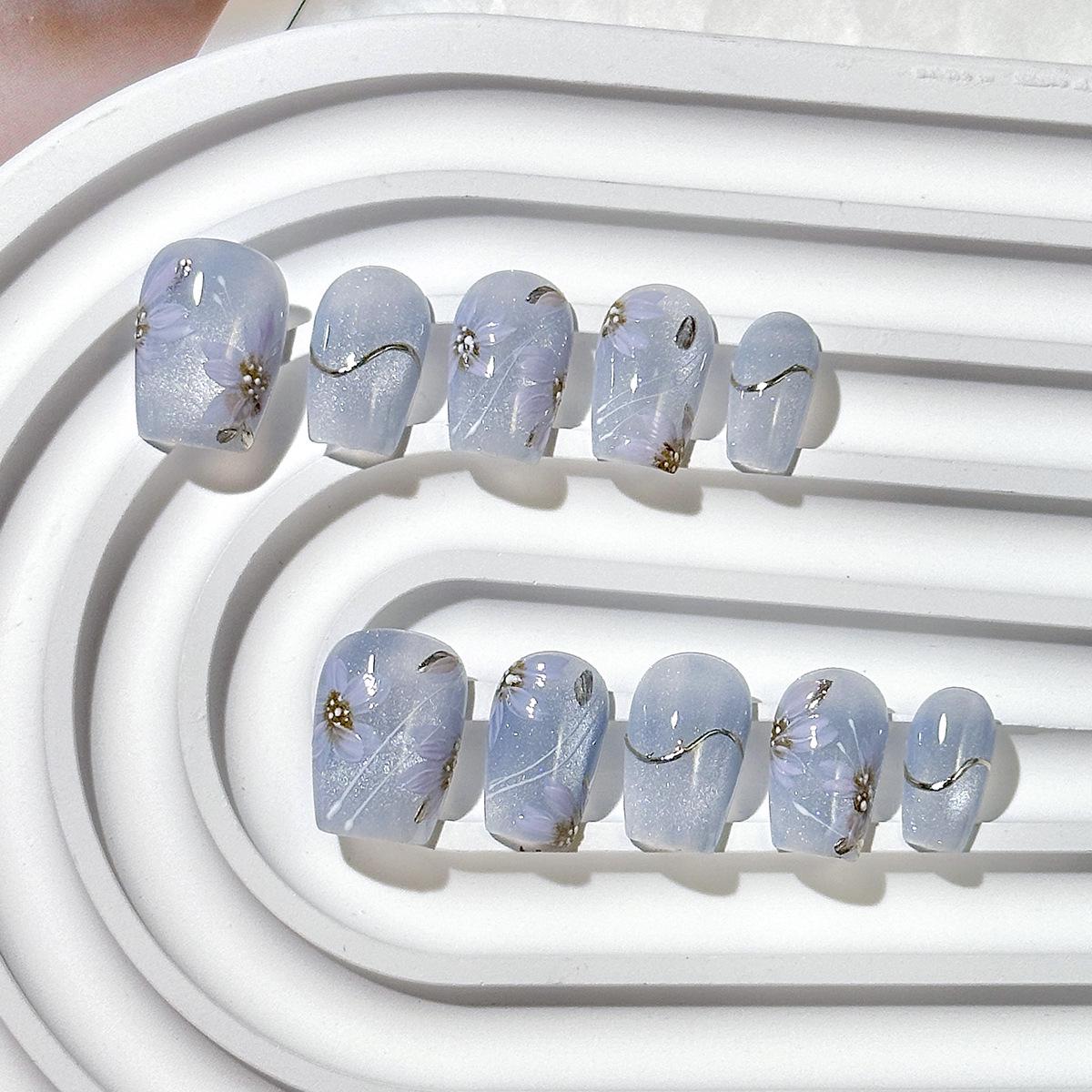 

Мастерской Кошачий Глаз Короткие Ногти: Расписанные вручную маникюрные патчи в китайском стиле