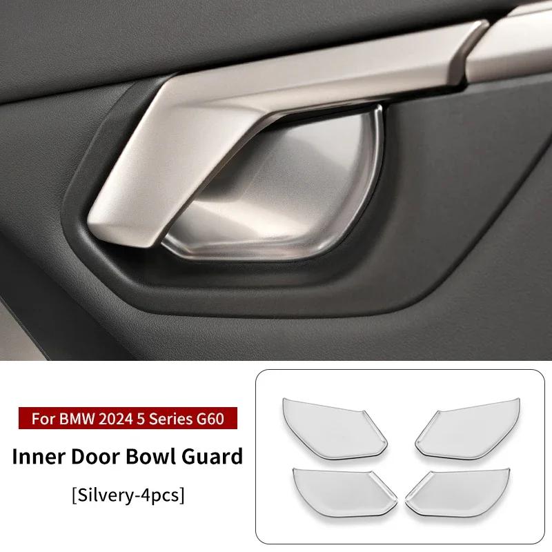 

Car Sticker Stainless Steel Car Styling Inner Door Handle Bowl Cover Trim Stickers For BMW 5 Series G60 2024 Auto Door Decor A