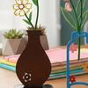 Metal Flower Art with Vase Minimalist 2D Iron Floral Table Ornament for Living Room Bedroom Kitchen Home Office Farmhouse Decor Housewarming Gifts