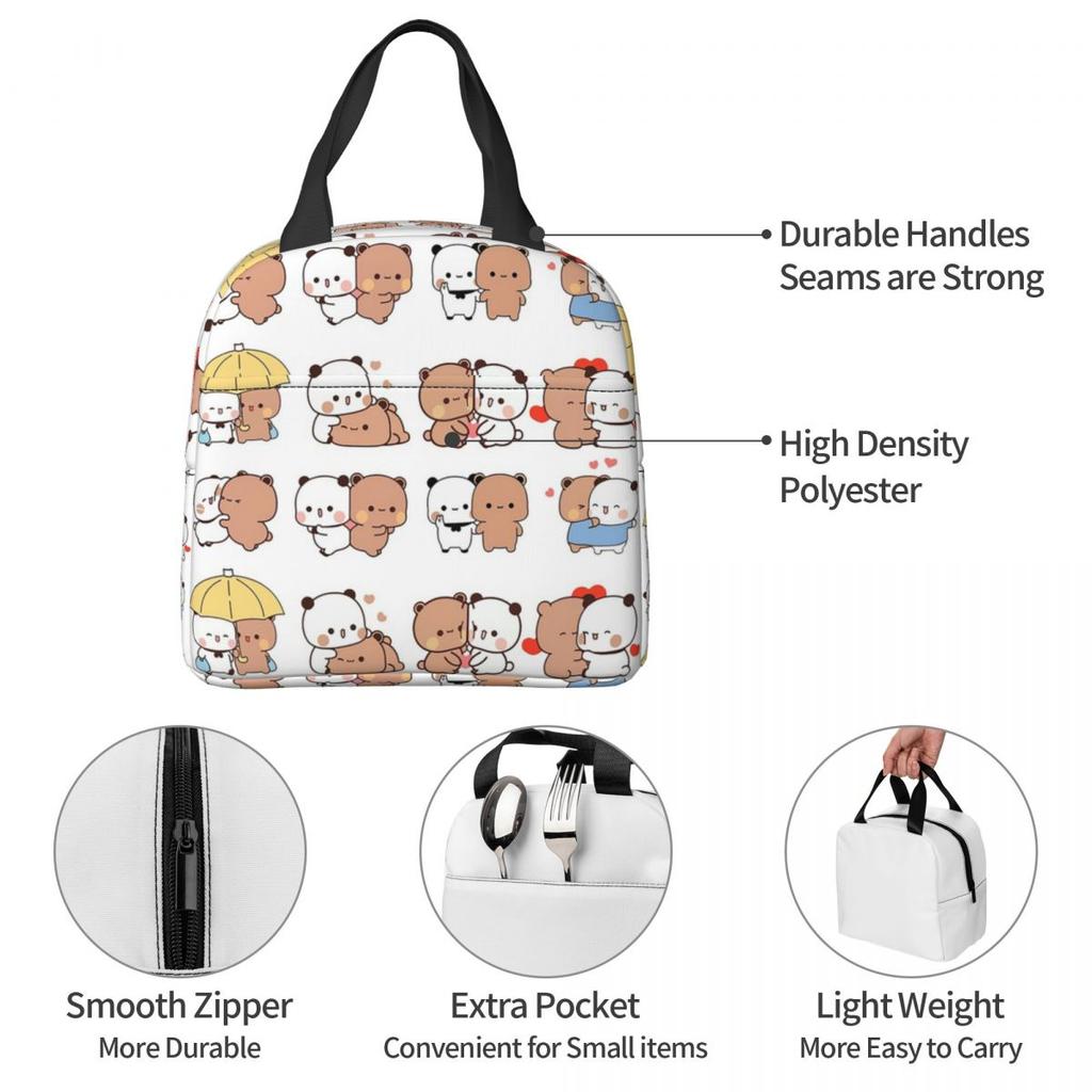 Bubu Dudu Bear And Panda Insulated Lunch Bag for Kids School Cooler Thermal Food Box Tote Portable Lunch Boxes Container