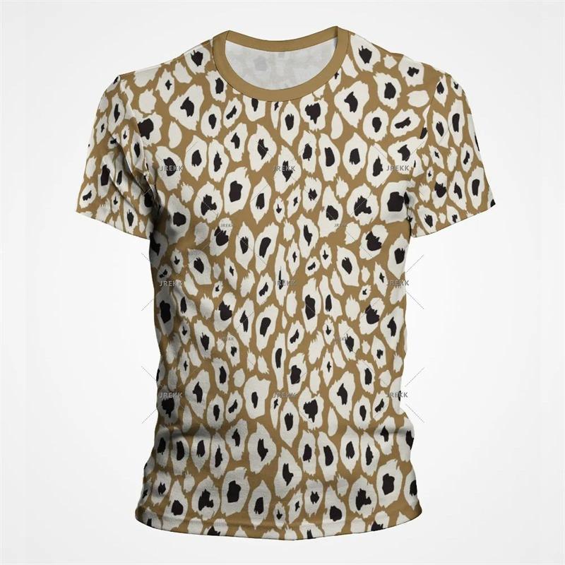Leopard Print 3D Funny T Shirts for Men's And Women's Clothing Summer Short Sleeve T-Shirt Unisex Streetwear Oversize Tops Tees