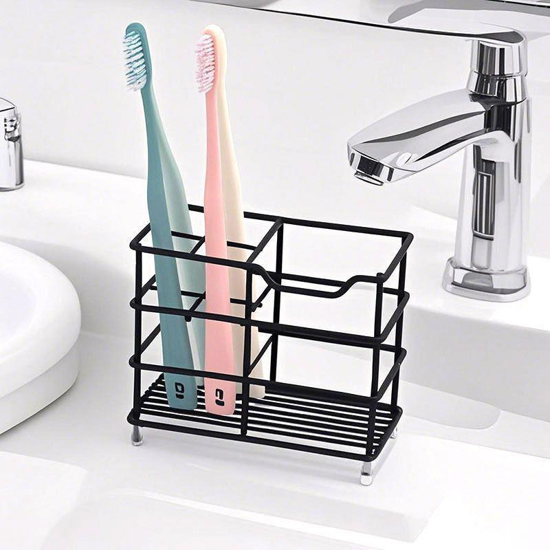 Bathroom Toothbrush Holder Stainless Steel Black Sliver Tooth Brush Holder Toothpaste Holder Stand Bathroom Organizer Accessory