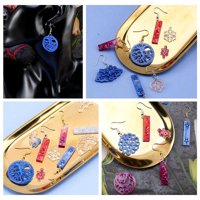 Resin Jewelry Molds Kit Chinese Style Earring Resin Molds Set with Earring Hooks Jump Rings for Earring Making Pendant Craft DIY