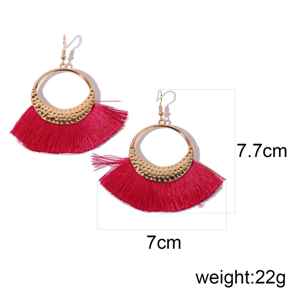 Ethnic Long Artistic Tassel Earrings Alloy Pendant Women Jewelry For Travel