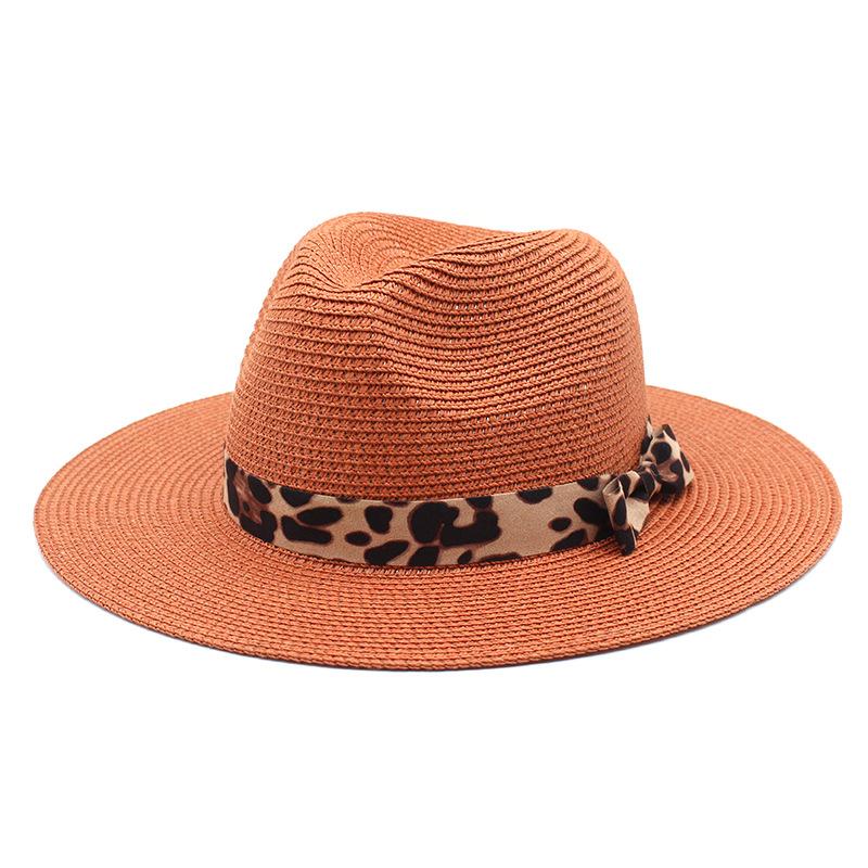 Spring/Summer Panama Hat Yellow Belt Accessories Straw Top Hat Beach Breathable Casual Jazz Hat Straw Hat