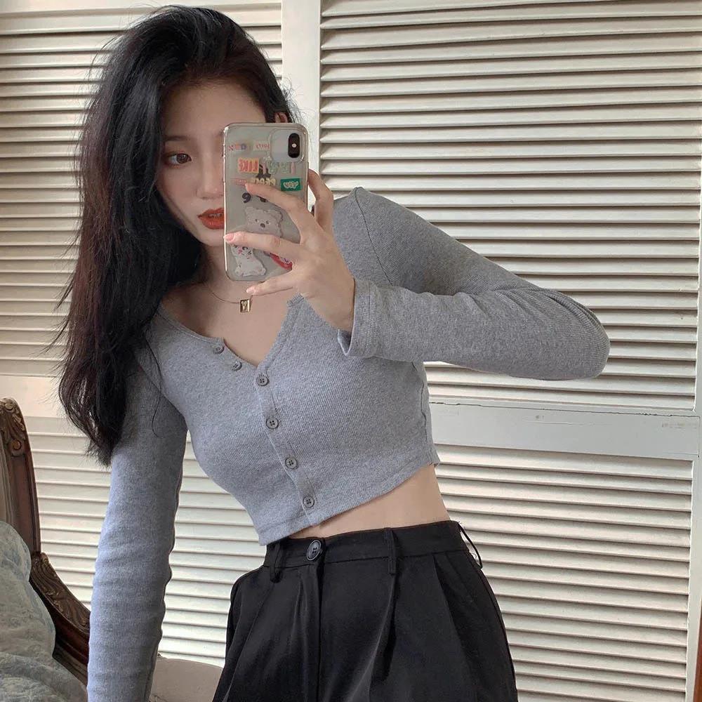 Cardigan sport negru strâmt cu mânecă lungă, subțire, sexy, de primăvară, pentru femei, cu guler în V, respirabil