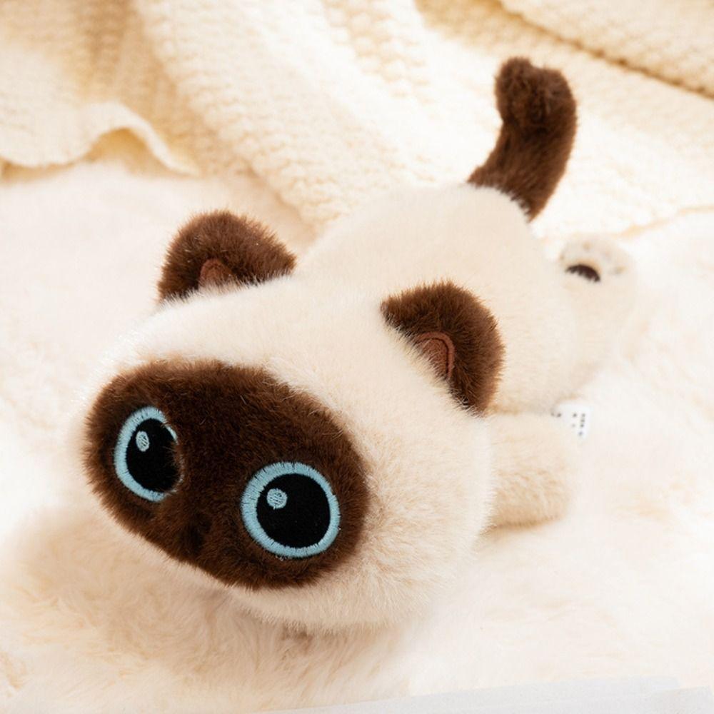 Cute Big Eyes Cat Plush Toy Soft Siamese Cat  Plush Doll Simulation Cat Plush Doll  Home Decoration