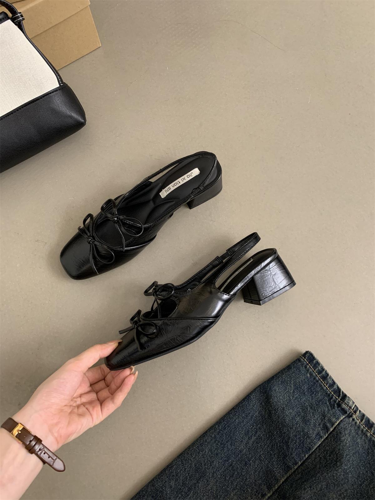 

Босоножки Baotou женские летние новые французские потрясающие вечерние туфли в стиле феи на толстом каблуке серебристого цвета с высоким каблуком 39 чёрный