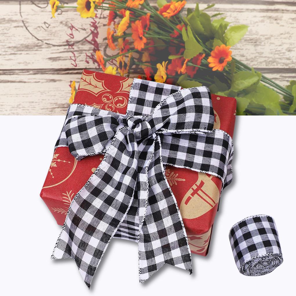 Polyester Gingham Wrapping Ribbon Plaid Burlap Ribbon Christmas Crafts Decoration Braid