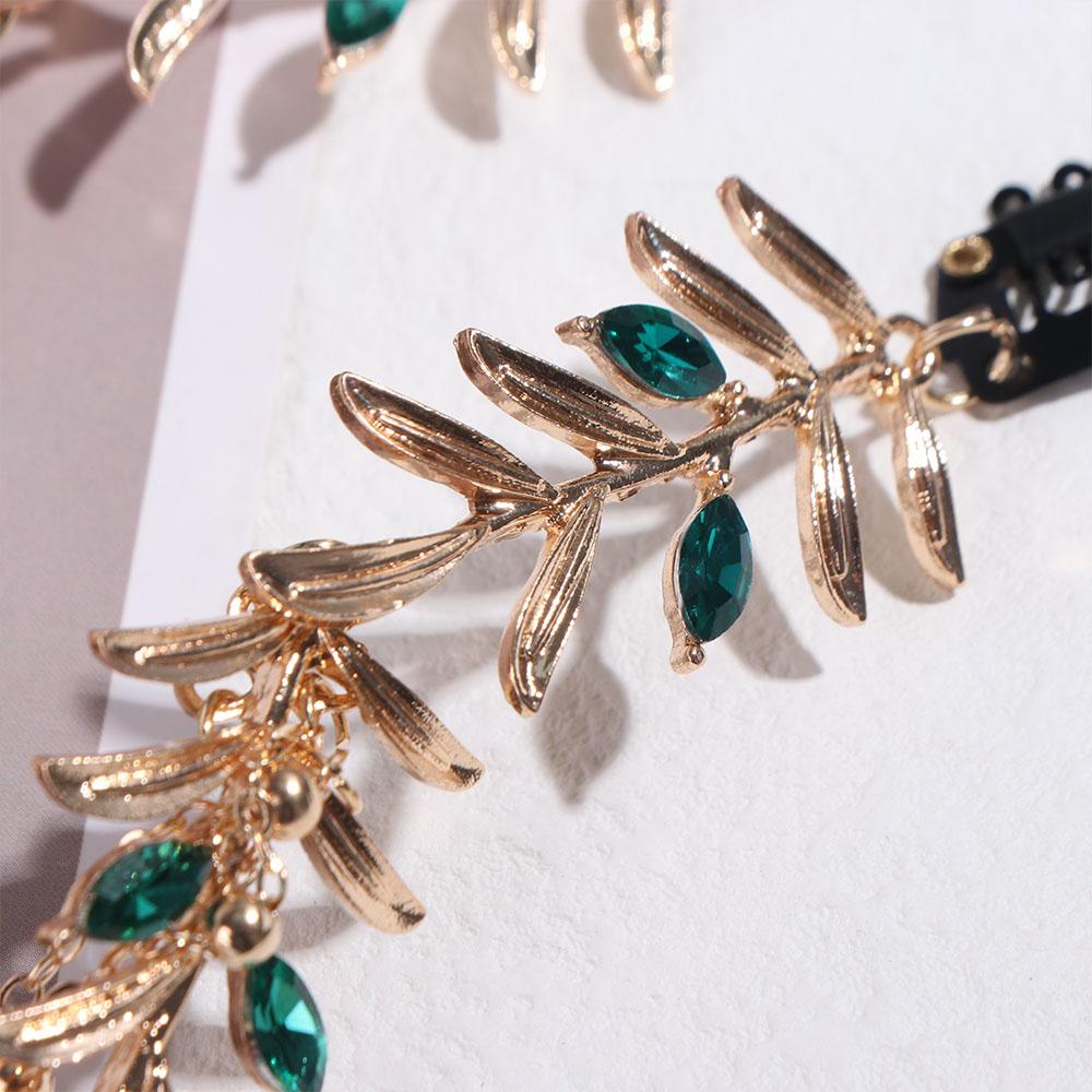 Zinc Alliage de Zinc Cristal Bandeau Frontal Bijoux Hellenisme Vintage Chaîne de Tête Feuille d'Olivier Luxe Filles