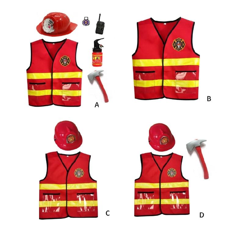 1/2/3/6pcs Firefighter Costume Fire Fighter Costume Halloween Dress Up Costumes