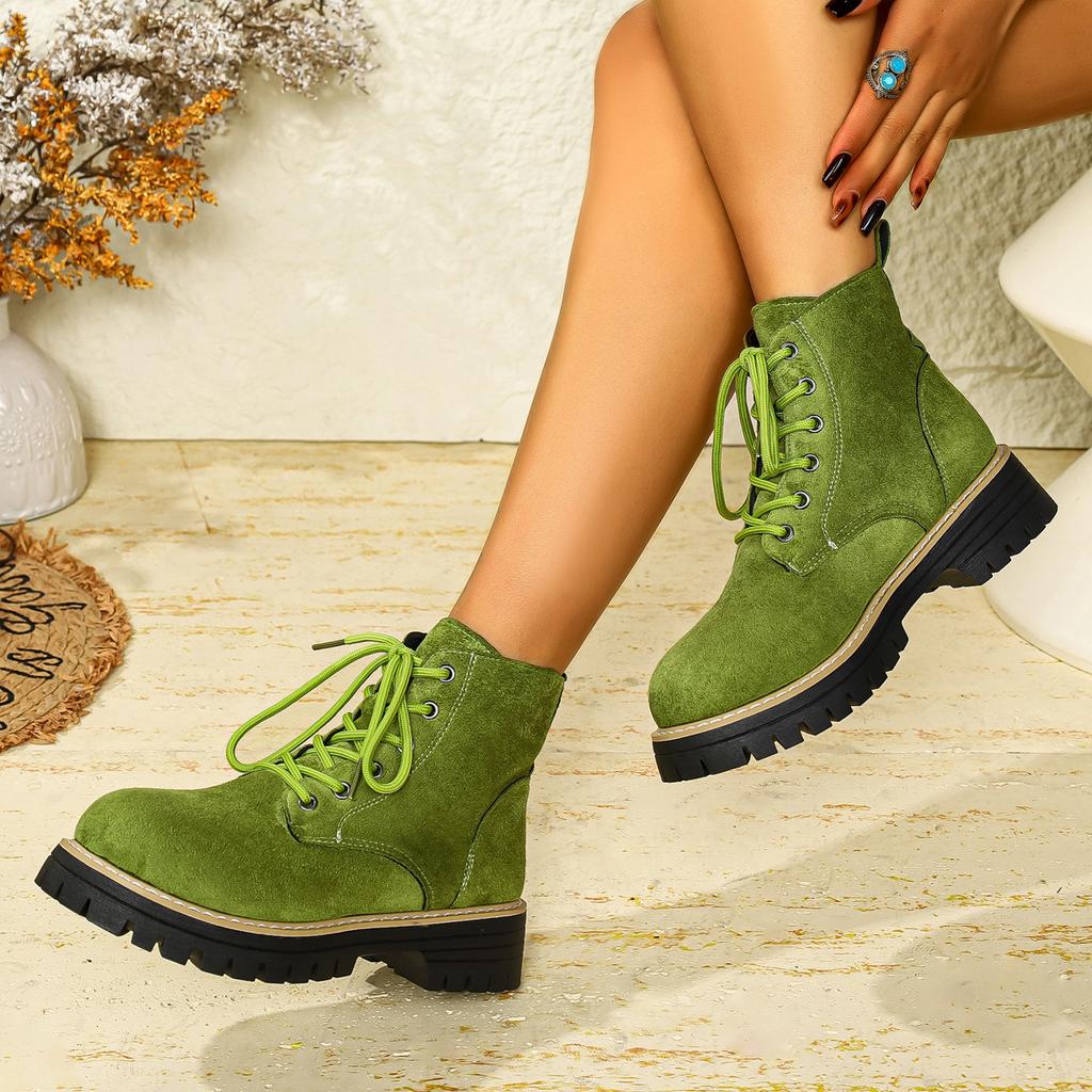 Plus Size Shoes for Women 36-43 Autumn Winter Round Toe Lace Up Platform Wedges Comfortable Non-slip Ankle Boots 36-43 Footwear
