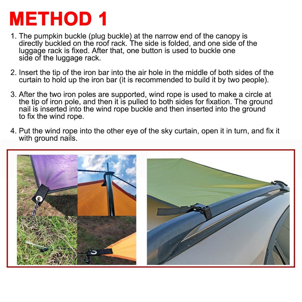 Tente UV Taşınabilir Kamp Çadırı Otomobil Çatı Üstü Yağmur Tentesi Araba Barınağı Gölge Kamp Yan Araba Çatı Üstü Çadır Su Geçirmez