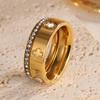 French Clover High Quality Stainless Steel Shiny Zircon Rings Set For Women Plated Waterproof Not Fading Rings