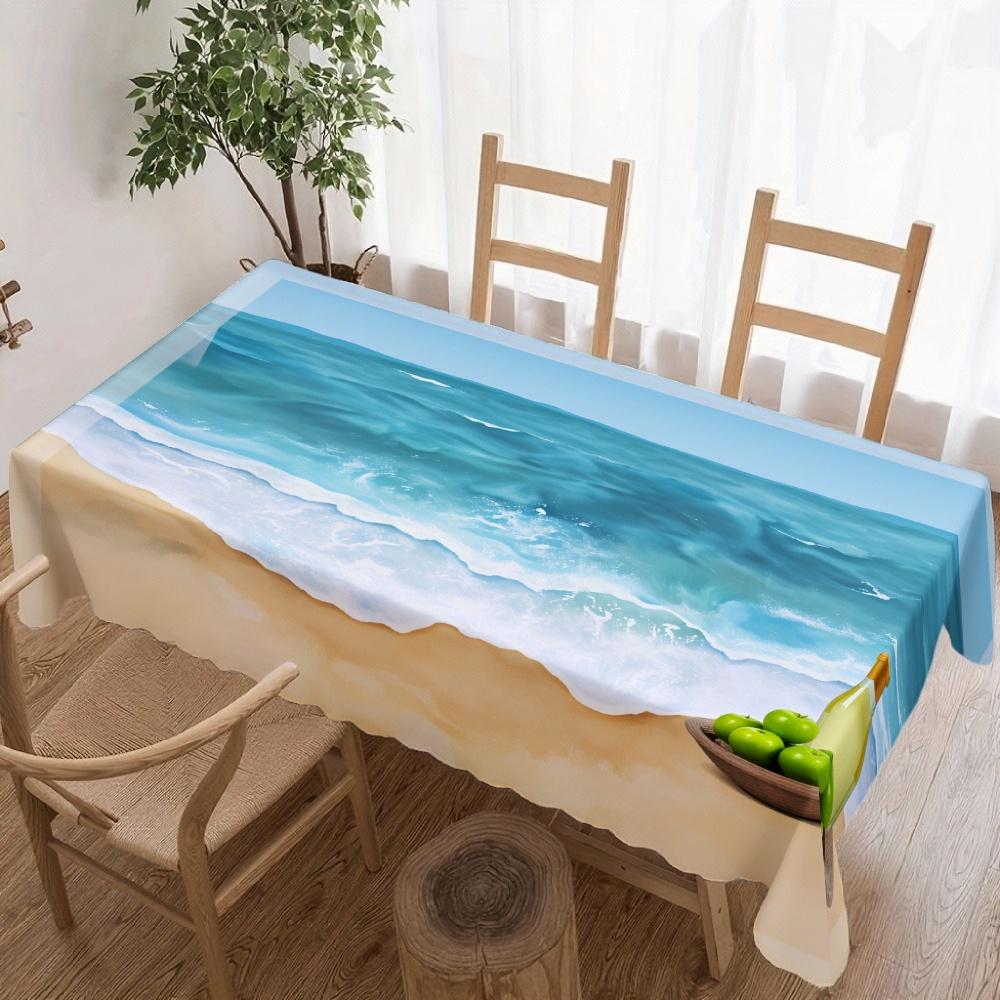 Beach Ocean Wave Rectangle Table Cloth for Table Decor Kitchen Dining Waterproof Reusable Tablecloth for Table Holiday Party