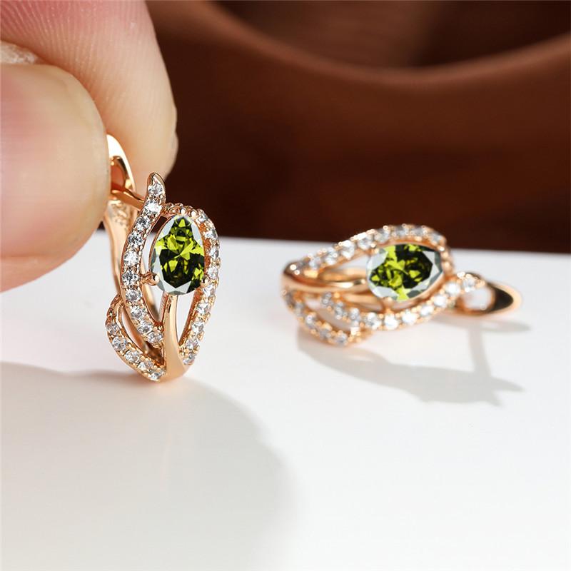Cute Female Yellow Zircon Stone Hoop Earrings Trendy Gold Color Wedding Jewelry For Women