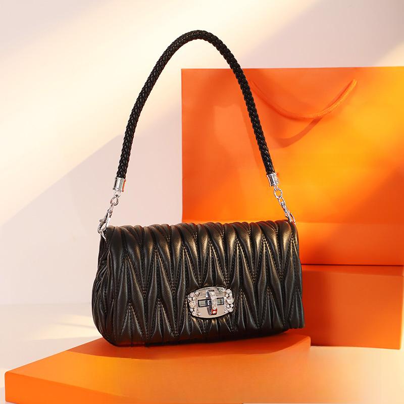 Leather Underarm Bag, Trendy Chain Small Bag, Single-shoulder Crossbody Bag