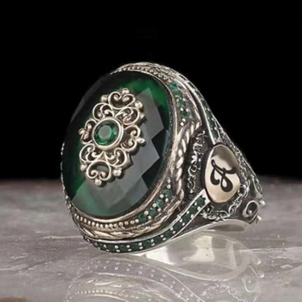 Вінтажний візерунок Чорне обличчя Циркон Кільце Ювелірне кільце Чоловіче