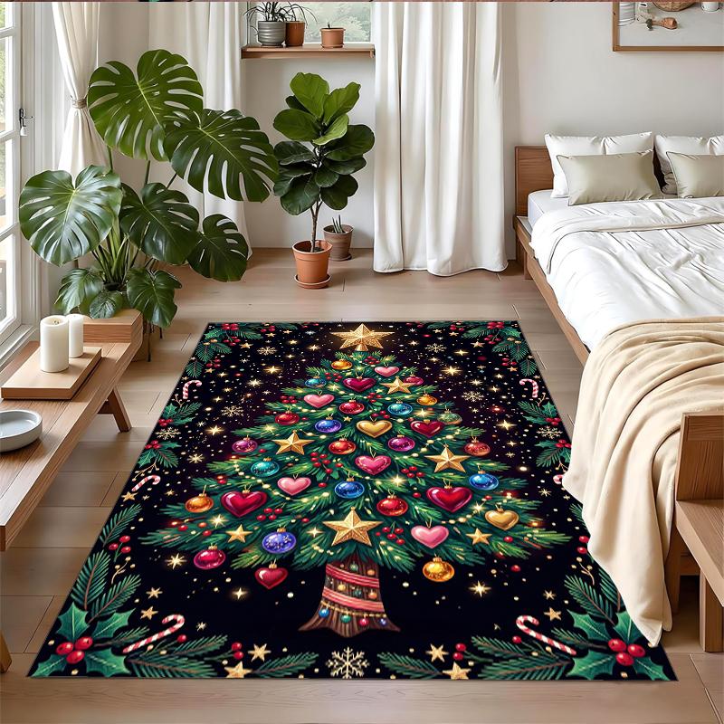 Kerstmis Bedrukt Vierkant Vloerkleed Zacht Antislip Vloerkleed Voor Slaapkamer Vakantiecadeau