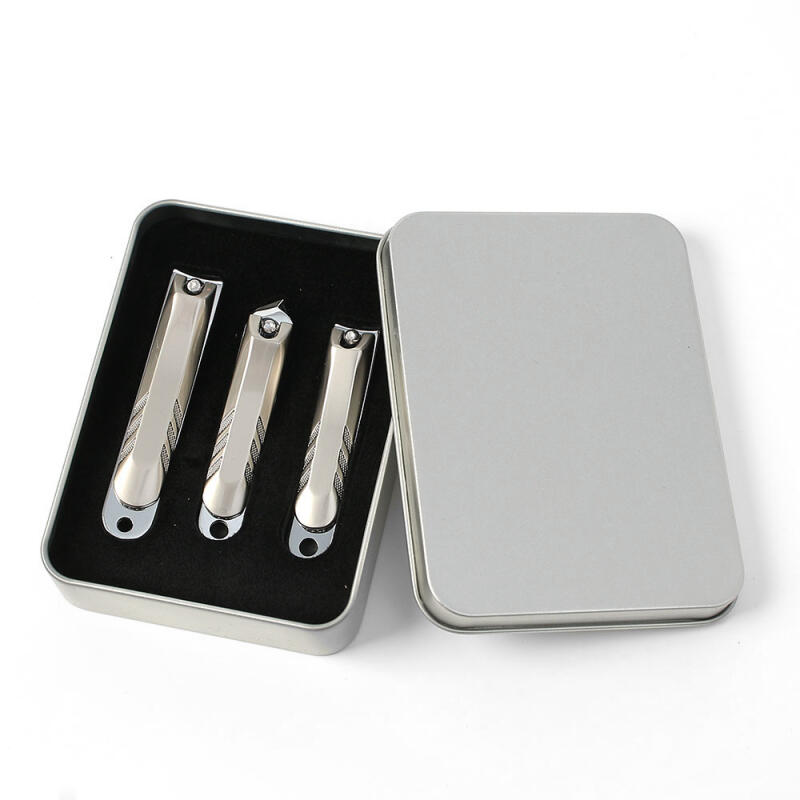 Lever Cut Nail Clipper 3-Piece Set Cuticle Nail Clipper Silver