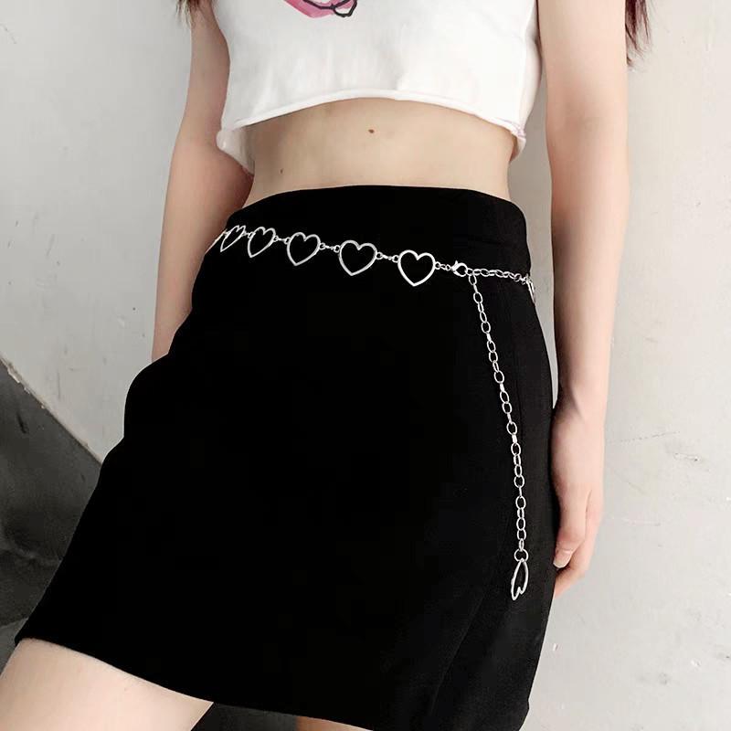 Bague punk rétro en métal chaîne de taille amour pendentif assiette tournesol ensemble de chaînes de corps pour femmes