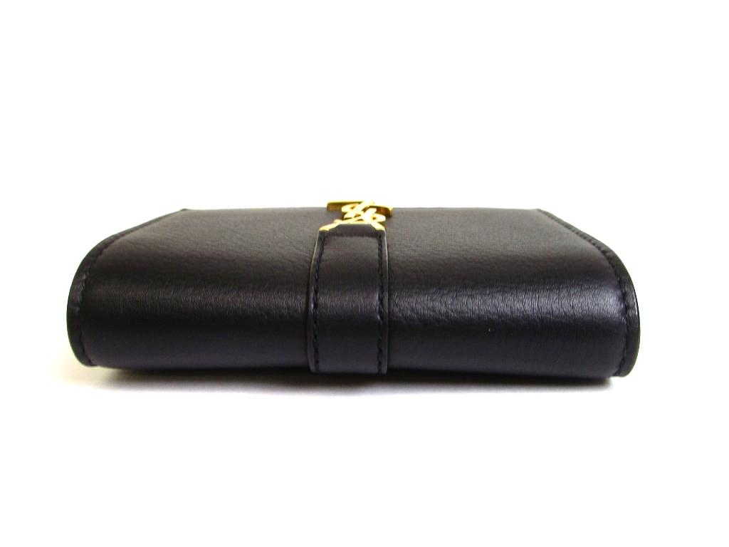 Authentic Saint Laurent YSL Black Leather 6 Pics Key Chain #b135  Open box