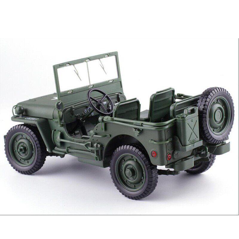 1:18 Willys MB US Army WWII Military Jeep 4WD Military Off-road Command Vehicle Alloy & Simulation Car Model Diecasts Metal Gift