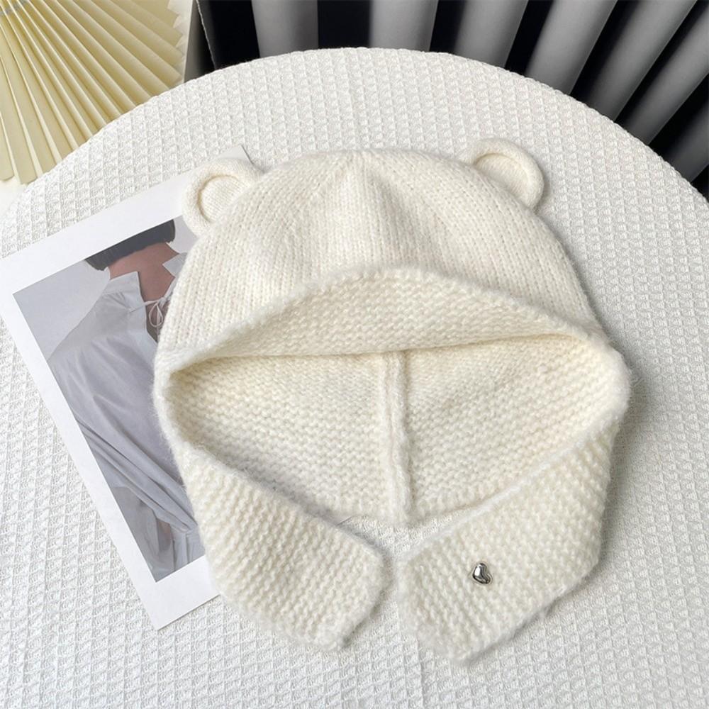 Winter Autumn Warm Beanie Hats Cute Ear Protection Cap Fashion Bear Ear Knitted Cap  Streetwear