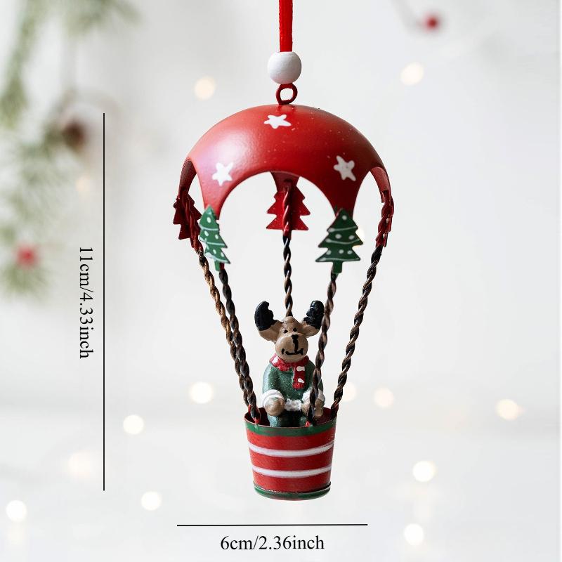 1PC Christmas Wrought Iron Claus/snowman/elk Parachute Decoration Pendant Creative Christmas Tree Parachute Decoration Pendant 7