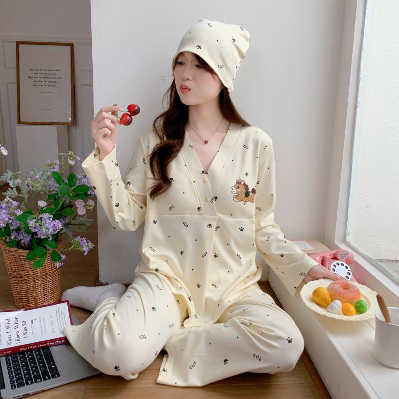 Adjustable Maternity Pajamas: Lightweight, Sweat-Absorbent Nursing Suit for Postpartum and Pregnancy Seasons